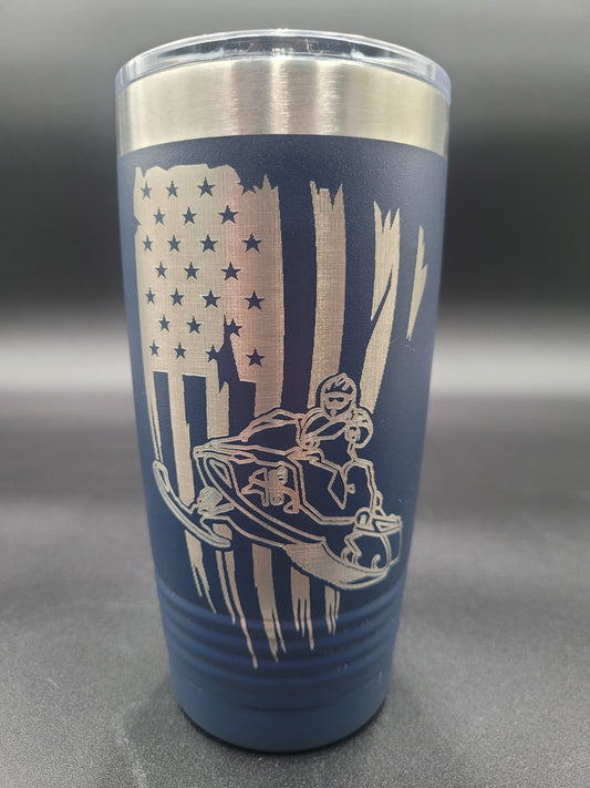 20oz Flag/Snowmobile Tumbler