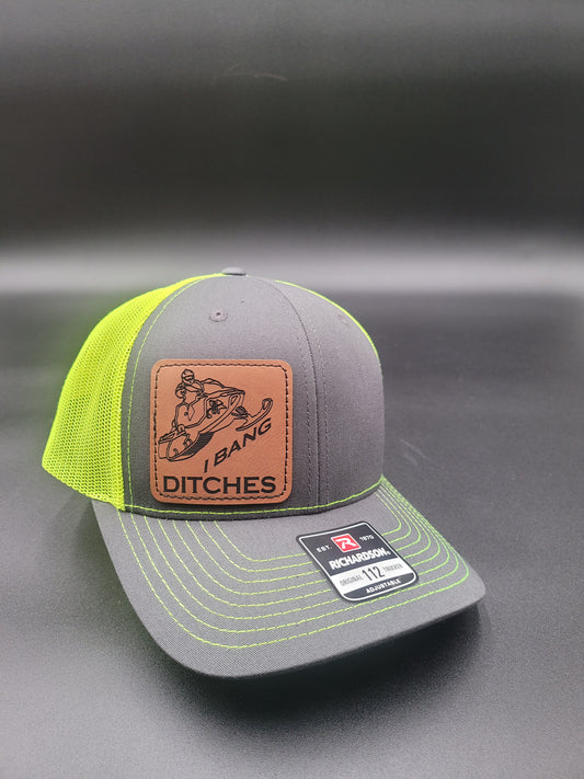 Snowmobile "Ditches" Trucker Hat with Leather Patch