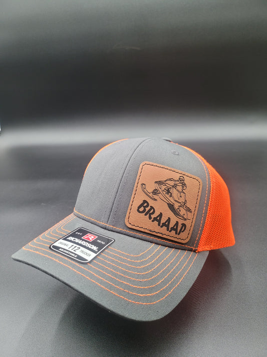 Snowmobile "Braaap" Trucker Hat with Leather Patch